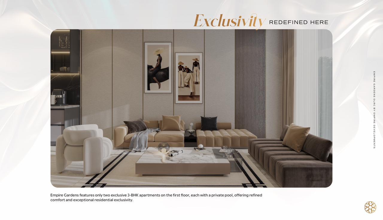 Empire Gardens DLRC – Spacious Apartments with Private Pools & 1% Monthly Plan